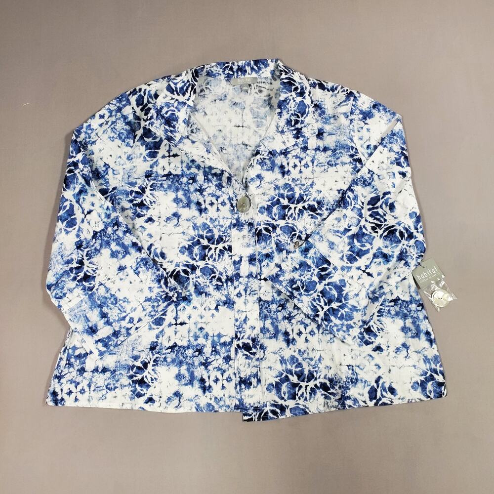 NWT Habitat Clothes to Live In Easy Linen Batik Shirt Womans Size L Linen Blend - Picture 2 of 10